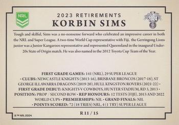 2024 NRL Traders Titanium - Retirements #R11 Korbin Sims Back